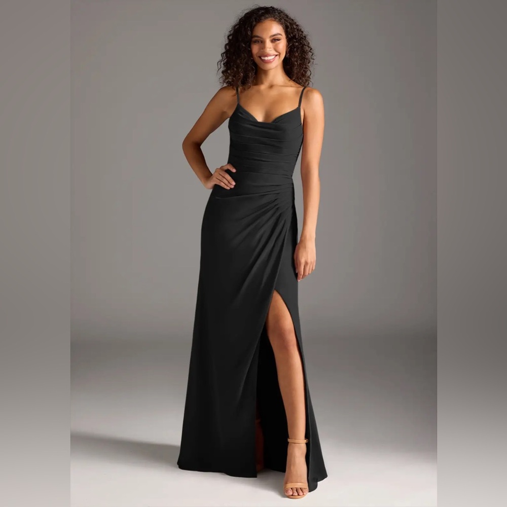 Azazie Deandre Black Chiffon Bridesmaids Dress